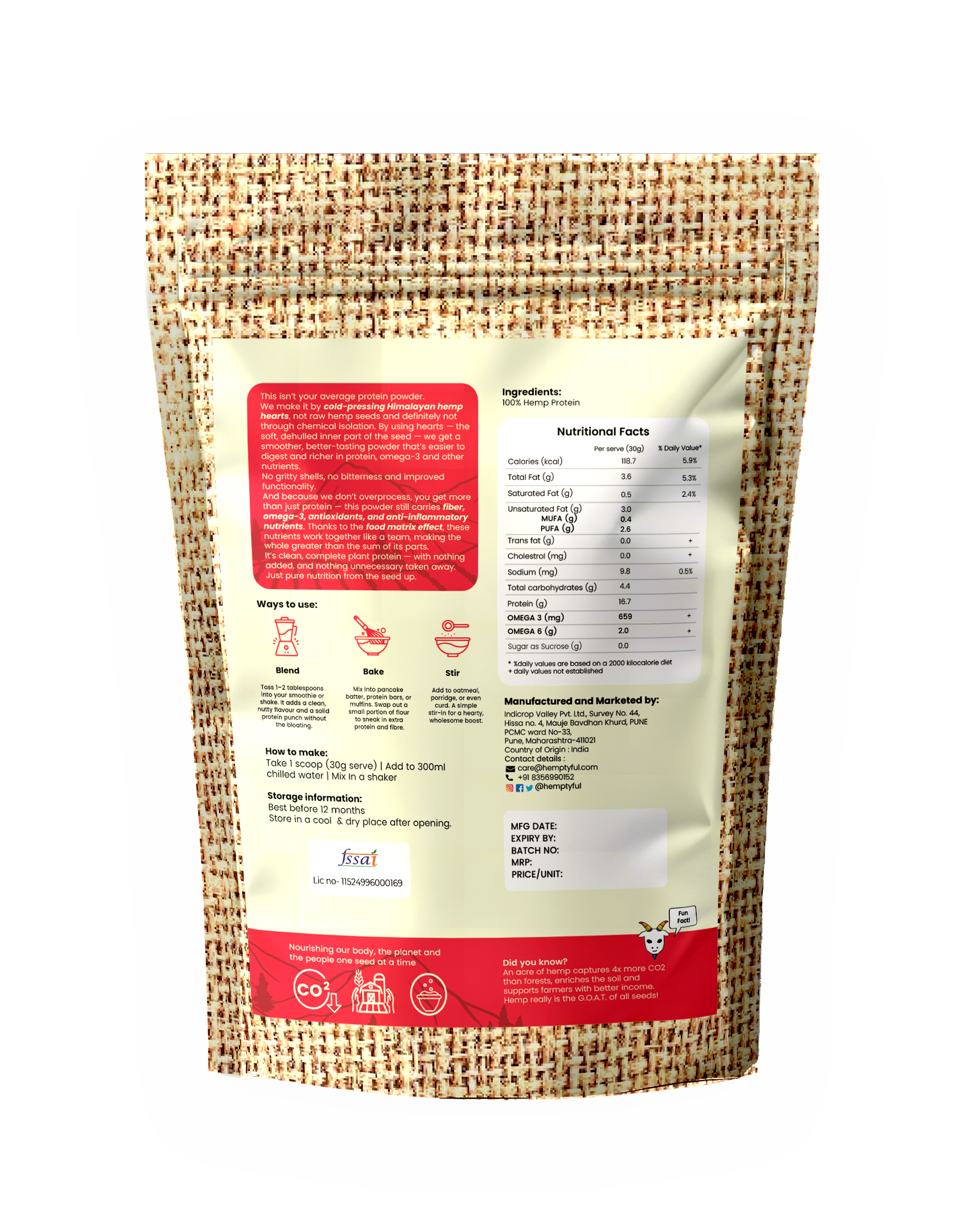 Pure 55% Hemp Protein - Hemptyful